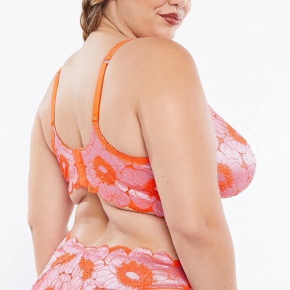 Savage X Fenty Women's PERFECT POPPIES UNLINED LACE DEMI BRA 38D NWT PLUS SIZE - Picture 3 of 5